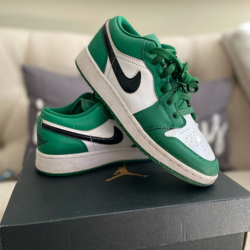 Jordan Green and White Athletic Shoes